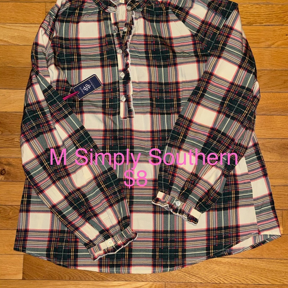 Simply Southern Multicolor Plaid Top